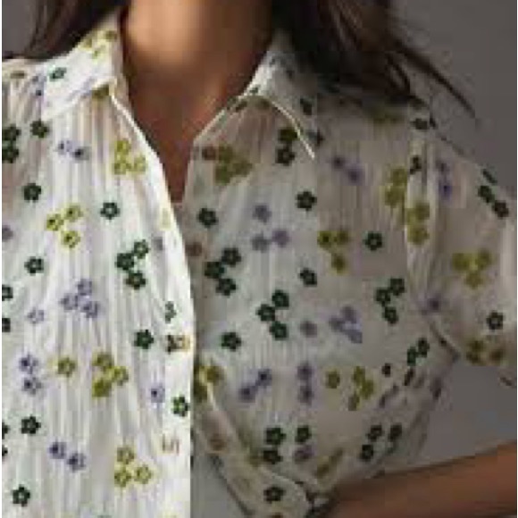 Anthropologie - Maeve Embroidered Buttondown Blouse - Picture 2 of 5